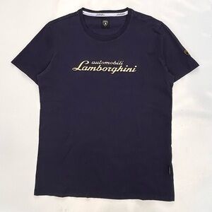 Official Automobili Lamborghini Spell Out Embroidered Logo T Shirt Men’s Medium